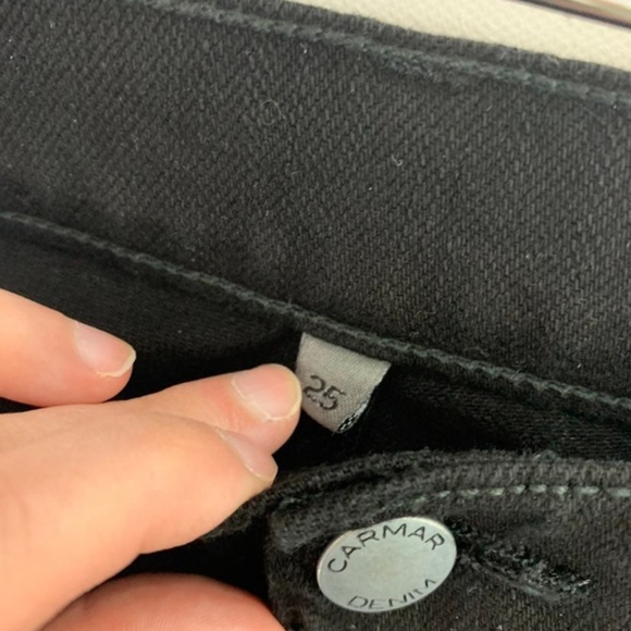 Carmar LF Checkerboard Side Striped Black Distressed Skinny Jeans 25 - Picture 5 of 6